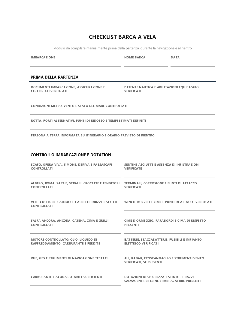 Checklist barca a vela​